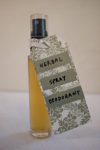 A herbal spray deodorant blend it yourself using the herbs that grow around you. 